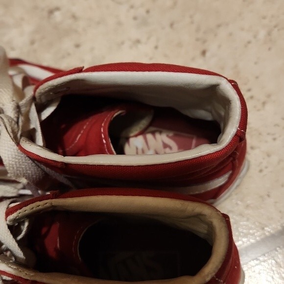 Vans Old Skool Hi Top Red Skater Shoes  Size Men's 6.5 Women's 8 - Picture 5 of 11